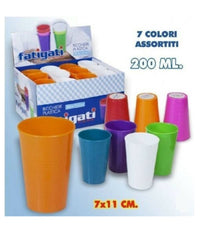 Set 12 Pezzi Bicchieri In Plastica Rigida Colori Assortiti 200 Ml         