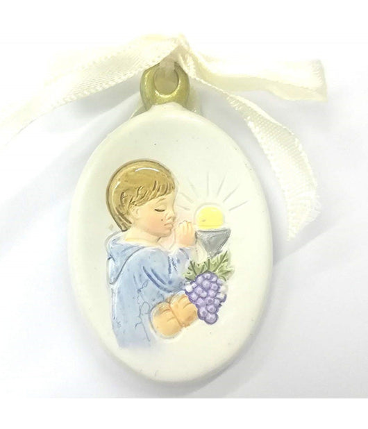 Set 12 Pezzi Bomboniera Bomboniere 5x3.5cm Comunione Bambino Fiocco Appendino         