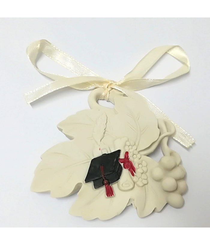 Set 12 Pezzi Bomboniera Bomboniere Cappello Laurea 7x7cm Foglia Foglie Appendino         