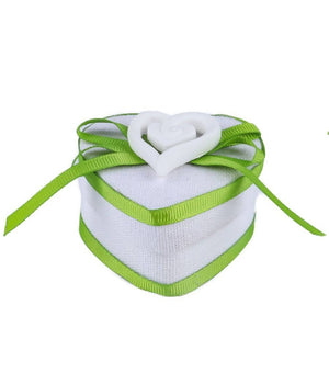 Set 12 Pezzi Bomboniera Bomboniere Cofanetto Cuore Verde Invito Portaconfetti         