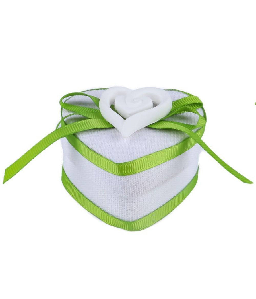 Set 12 Pezzi Bomboniera Bomboniere Cofanetto Cuore Verde Invito Portaconfetti         