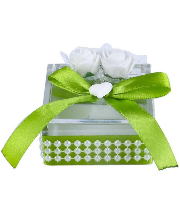 Set 12 Pezzi Bomboniera Bomboniere Cofanetto Plastica Verde Invito Portaconfetti         