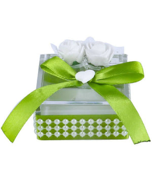 Set 12 Pezzi Bomboniera Bomboniere Cofanetto Plastica Verde Invito Portaconfetti         