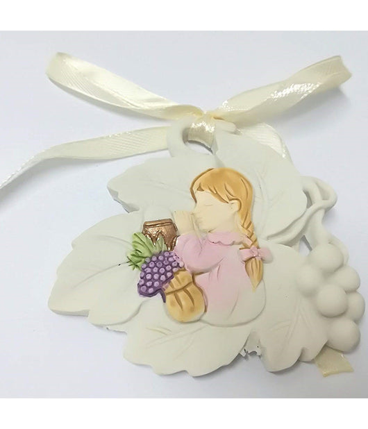 Set 12 Pezzi Bomboniera Bomboniere Comunione Bambina 7x7cm Foglia Foglie Sacro         