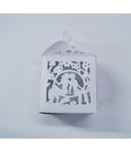 Set 12 Pezzi Bomboniera Bomboniere Scatola Sposi Bianco 5.5x5.5x8cm Matrimonio         