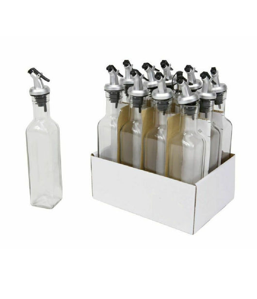 Trade Shop - Set 12 Pezzi Bottiglie Aceto Olio Acetiera Oliera In Vetro 250 Ml Cucina 194788 -