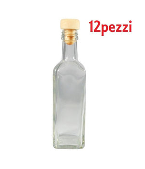 Set 12 Pezzi Bottiglie Bottigline Vetro Trasparente Mary Con Tappo 60cc         