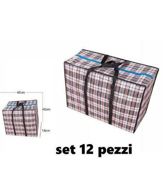 Set 12 Pezzi Buste Borse Per La Spesa Shopping Bag Shopper 40 X 42 X 16 Cm         