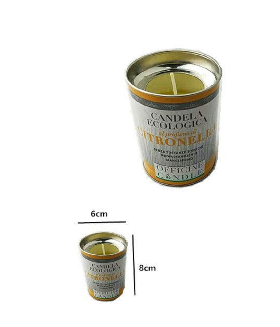 Set 12 Pezzi Candela Ecologica Al Profumo Di Citronella Anti Zanzare 6 X 8 Cm         
