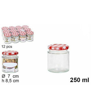 Set 12 Pezzi Contenitore Barattolo In Vetro Con Coperchio Barattolini 250ml         