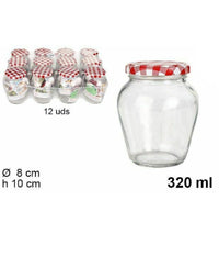 Set 12 Pezzi Contenitore Barattolo In Vetro Con Coperchio Multiusi 320ml 108717         