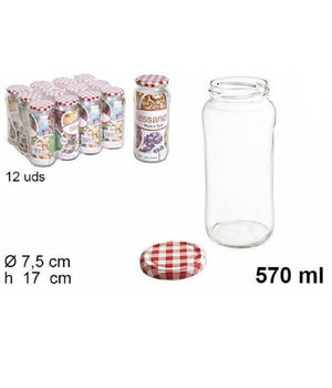Set 12 Pezzi Contenitore Barattolo In Vetro Con Coperchio Multiuso 570 Ml 105598         
