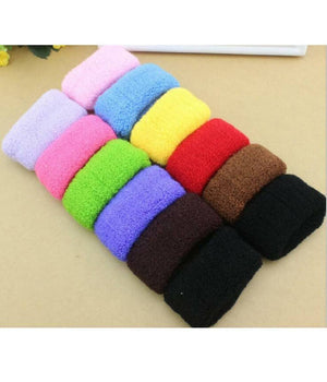 Set 12 Pezzi Elastici Codini Per Capelli Spugna Polsoni Colorati Larghi         