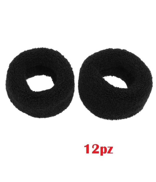 Set 12 Pezzi Elastici Elastico Codini Per Capelli Spugna Polsoni Neri Larghi         