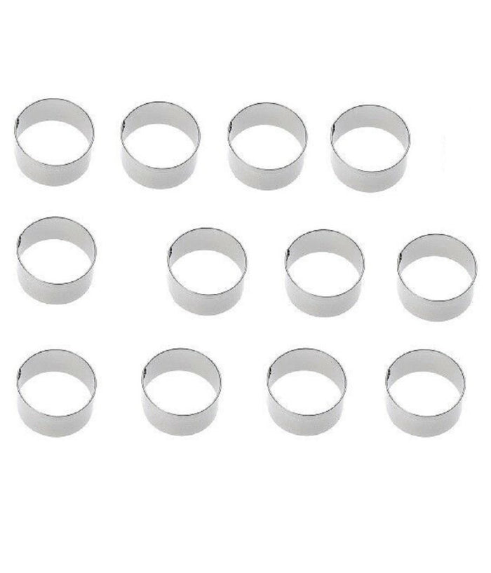 Set 12 Pezzi Forme Formina Stampi Per Dolci Torte Biscotti Rotonde 6 X 4cm 60416         