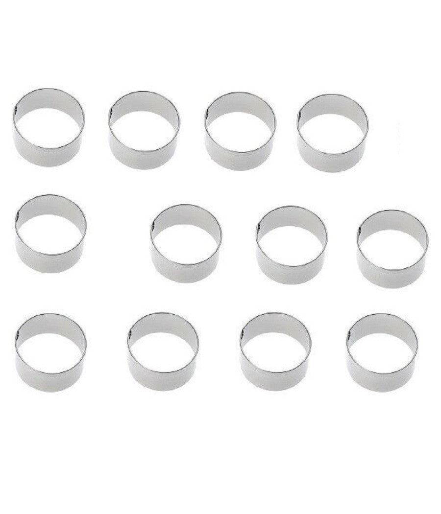 Set 12 Pezzi Forme Stampi Formina Per Dolci Torte Biscotti Rotonde 10x6cm 60421         