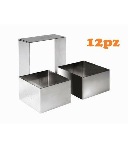Set 12 Pezzi Formina Stampi Per Dolci Torte Biscotti Quadrati 6 X 4 Cm 60410         