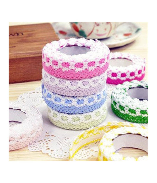 Set 12 Pezzi Nastro Pizzo Merletto Bicolore Color Decorazione Vestiti Cotone         