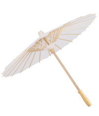 Set 12 Pezzi Ombrello Bambu Bianco 15 Cm Carta Legno Sposa Wedding Ombrellino         