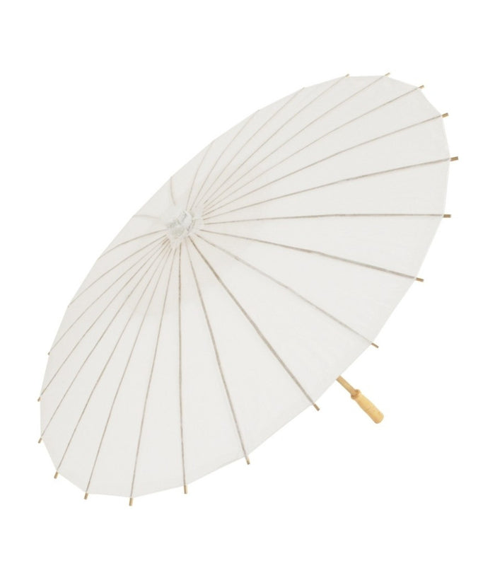 Set 12 Pezzi Ombrello Bambu Bianco 15 Cm Carta Legno Sposa Wedding Ombrellino         