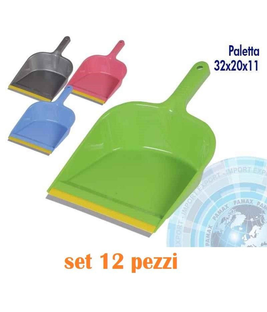 Set 12 Pezzi Paletta Pala Per Scopa Polvere Plastica Colorate 31x23cm         