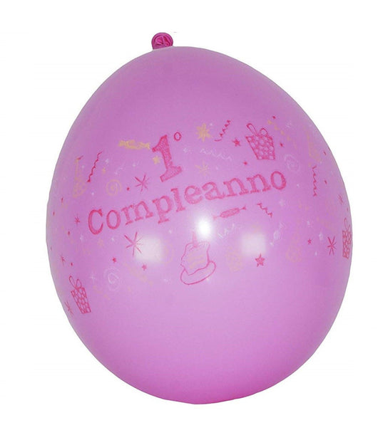 Set 12 Pezzi Palloncini Palloncino 1 Compleanno Rosa Bambina Festoni Decorazione         