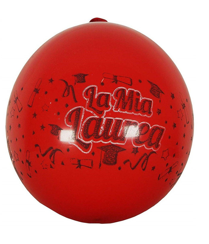 Set 12 Pezzi Palloncini Palloncino Scritta La Mia Laurea Rosso Festoni Festa         
