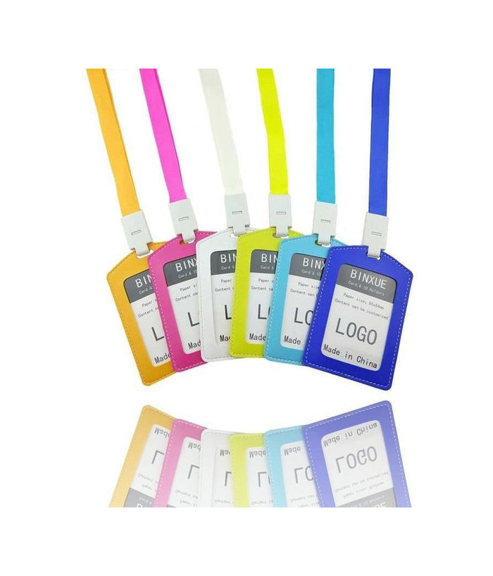 Set 12 Pezzi Portabadge Porta Bage Tesserino Colorato Con Laccetto Collo         