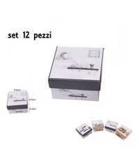 Set 12 Pezzi Scatola Box Confezione Regalo Quadrate Fantasia 9.5x9.5x5.5cm         