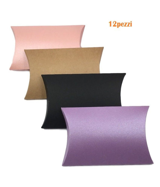 Set 12 Pezzi Scatole Box Regalo In Cartone Sacchetti Colorate 46x28cm         