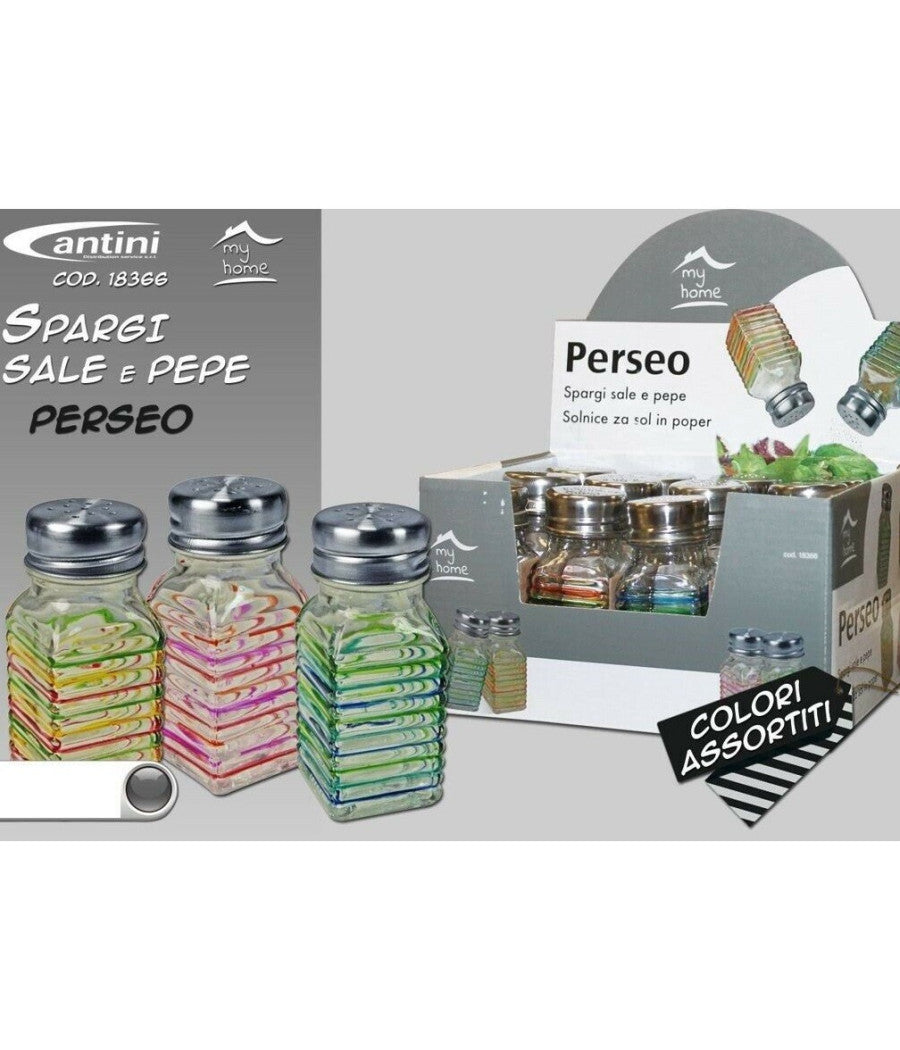 Set 12 Pezzi Spargi Sale Perseo Contenitore Sale Pepe Spezie Vetro Colorato         