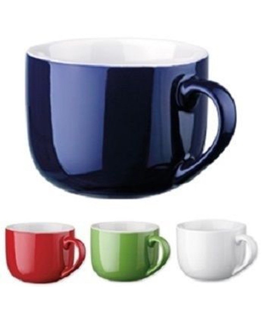 Set 12 Pezzi Tazza Tazzone Porcellana Colorate Latte Colazione 450ml         
