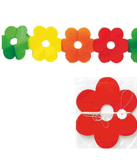 Set 3 Pezzi Festoni Carta Fiore 3 Metri Fiori Colorati Multicolor Bandierine         