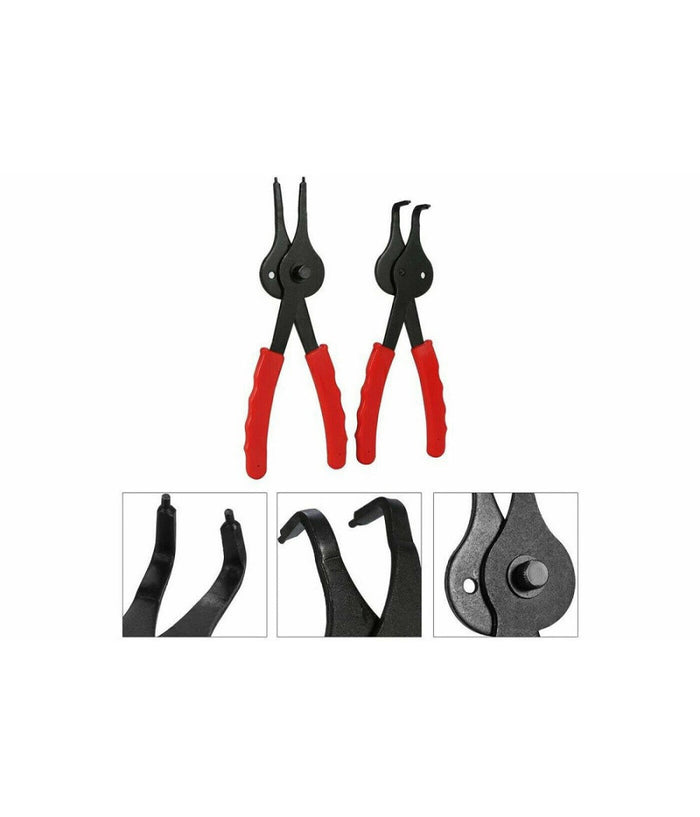 Set 12 Pinze Per Anelli Elastici Interni Esterni Reversibile 45° A 90° 07209         