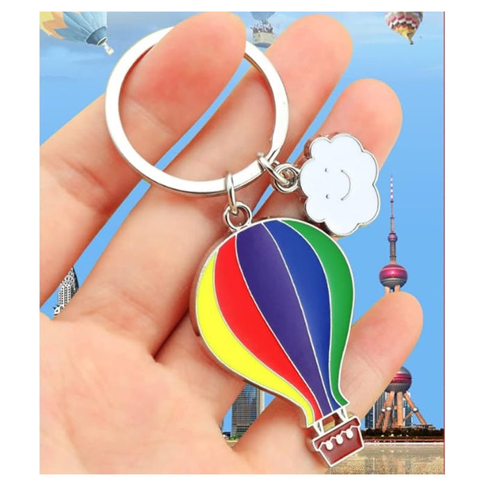 Trade Shop - Set 12 Portachiavi Ciondolo A Mongolfiera In Metallo Compleanno Bomboniere Multicolore         
