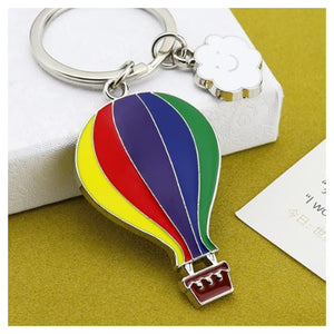 Trade Shop - Set 12 Portachiavi Ciondolo A Mongolfiera In Metallo Compleanno Bomboniere Multicolore         