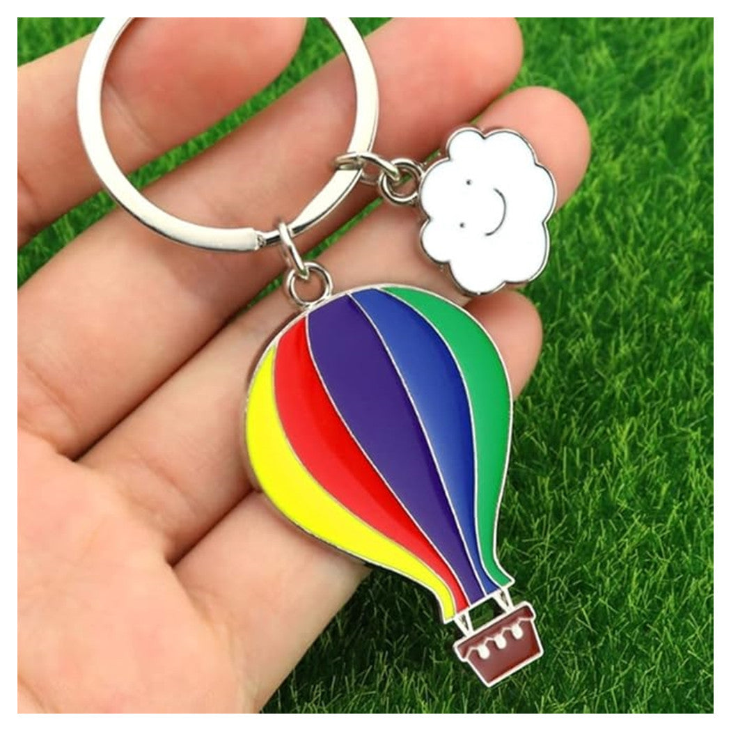 Trade Shop - Set 12 Portachiavi Ciondolo A Mongolfiera In Metallo Compleanno Bomboniere Multicolore         