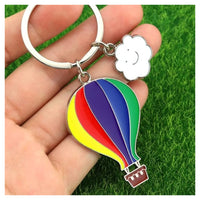 Trade Shop - Set 12 Portachiavi Ciondolo A Mongolfiera In Metallo Compleanno Bomboniere Multicolore         