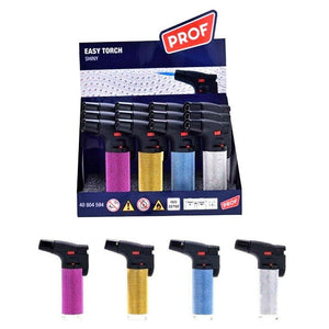 Trade Shop - Set 12 Pz Accendini Accendi Gas Easy Torch Shiny Lucidi Chic Fiamma Blu 40804594 -
