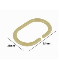 Set 12 Pz Anelli Gancio Per Tenda Da Doccia Box Bagno In Plastica Pp Beige 87244         