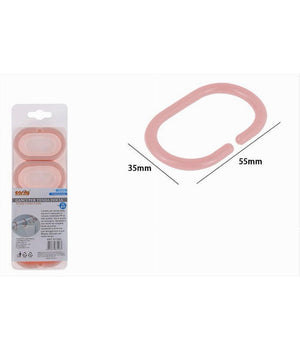 Set 12 Pz Anelli Gancio Per Tenda Da Doccia Box Bagno In Plastica Pp Rosa 87243         