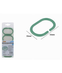 Set 12 Pz Anelli Gancio Per Tenda Da Doccia Box Bagno In Plastica Pp Verde 87242         