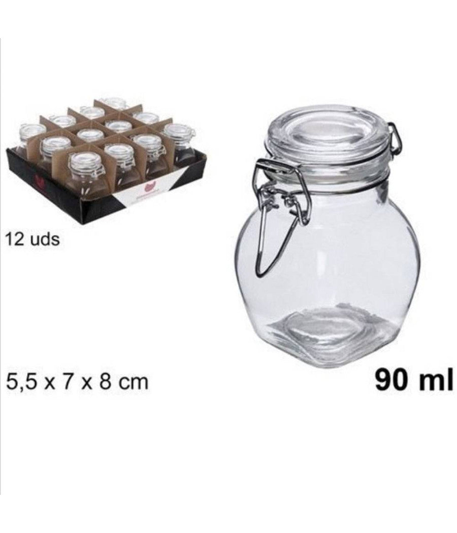 Set 12 Pz Barattolino Vasetto Con Tappo Ermetico Porta Spezie In Vetro 90ml         