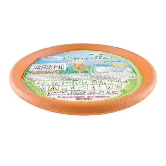 Trade Shop - Set 12 Pz Candela Alla Citronella In Piatto Terracotta 16.5x4cm Antizanzare 020031 -        