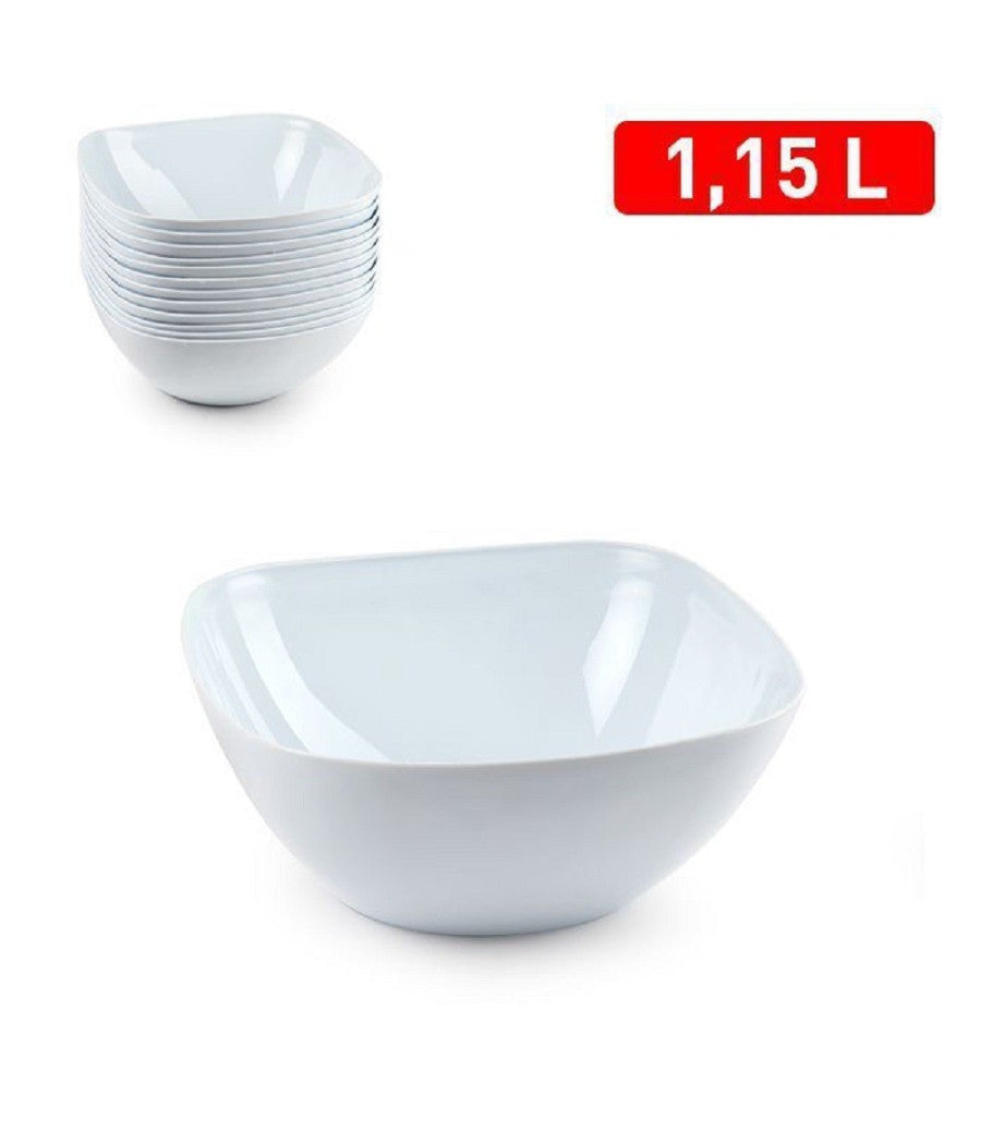 Set 12 Pz Ciotola Quadrata Opale Bianca Da 1,15lt Servizio Tavola Piatti 1221801         