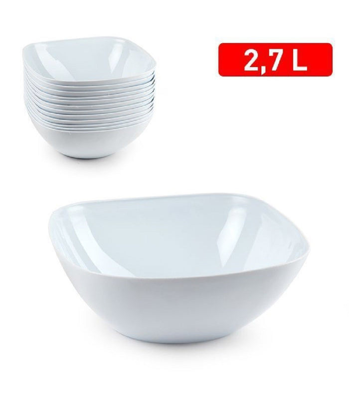 Set 12 Pz Ciotola Quadrata Opale Bianca Da 2,7 Lt Servizio Tavola Piatti 1218901         