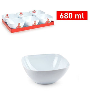 Set 12 Pz Ciotola Quadrata Opale Bianca Da 680 Ml Servizio Piatti Tavola 1221901         