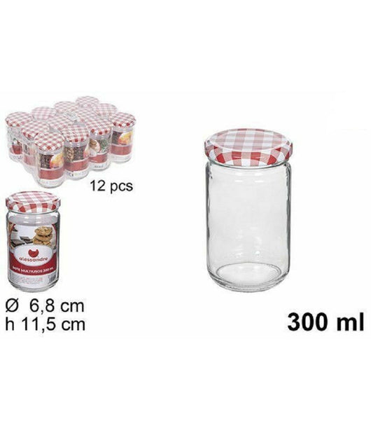 Set 12 Pz Contenitore Barattolo In Vetro Con Coperchio Barattolini 300ml 114653         
