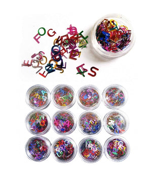 Set 12 Pz. Decorazione Unghie Lettere Alfabeto Nail Art Manicure Ricostruzione         