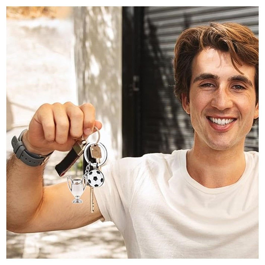 Trade Shop - Set 12 Pz Portachiavi Da Calcio Con Pallone Coppa Per Uomo Donna Sportivo Bomboniere         